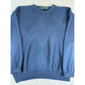 VTG 90s Lyle & Scott Sweater Mens Blue Argyle Jumper Pullover Old Money Large